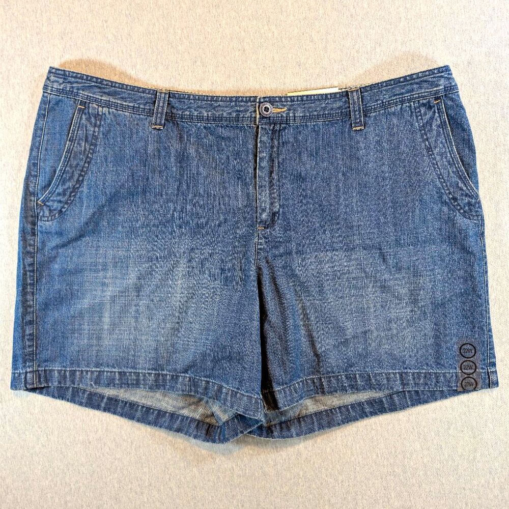 Natural Reflections Spring Val Dark Wash Denim Shorts 22W Plus Mid Rise Pockets